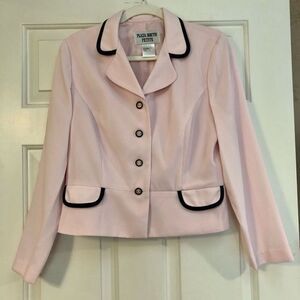 Plaza South Petite Women’s Barbie Pink Blazer Black Outline 10P